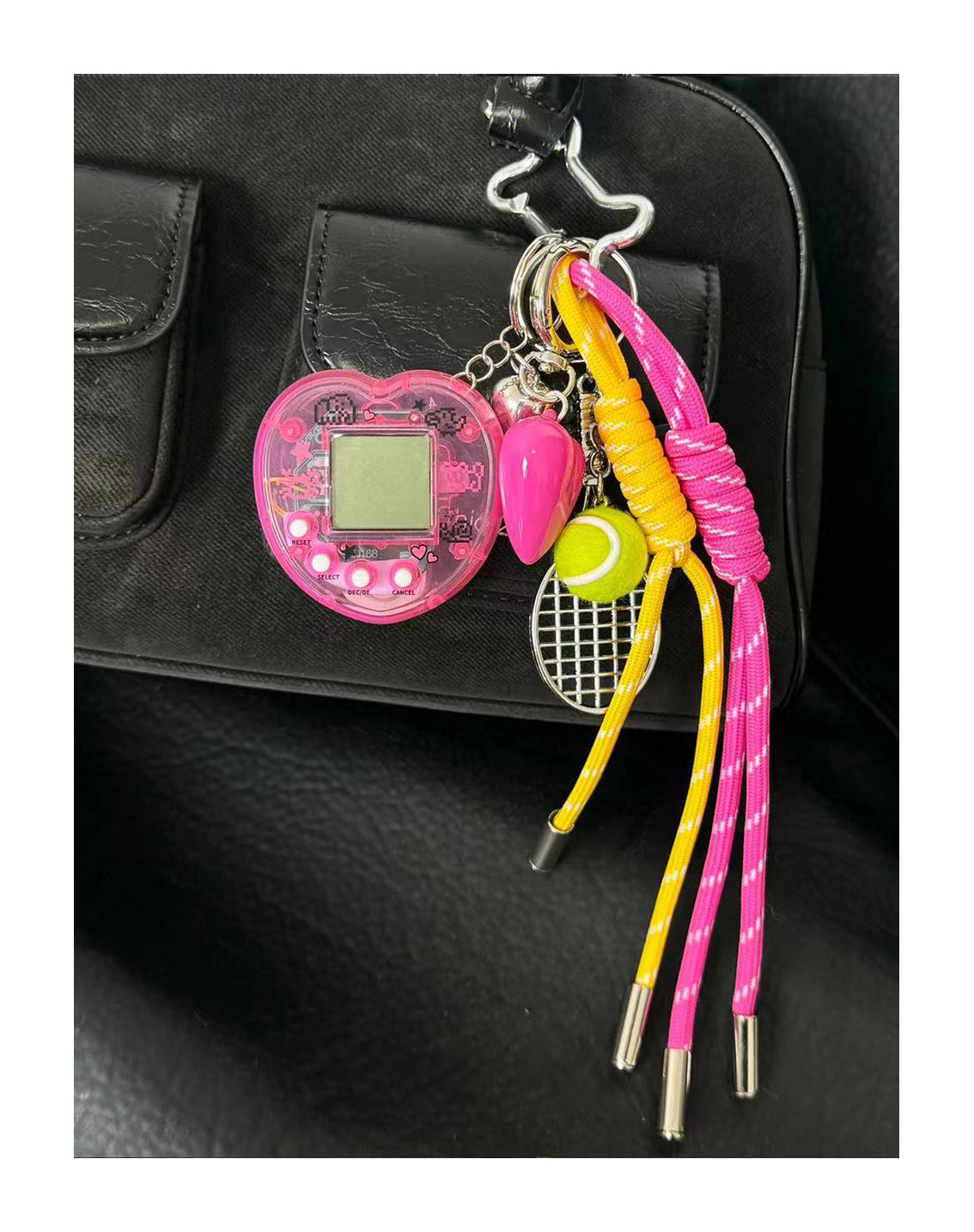 Pink pet machine tennis pink yellow rope（Bone buckle）